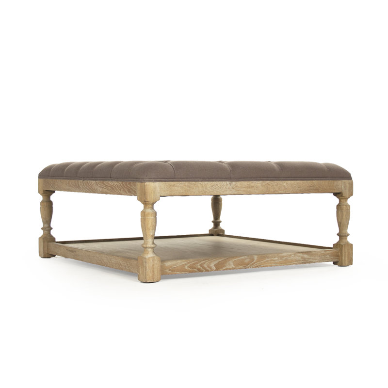 Piatt Upholstered Ottoman, Woodrose, Natural