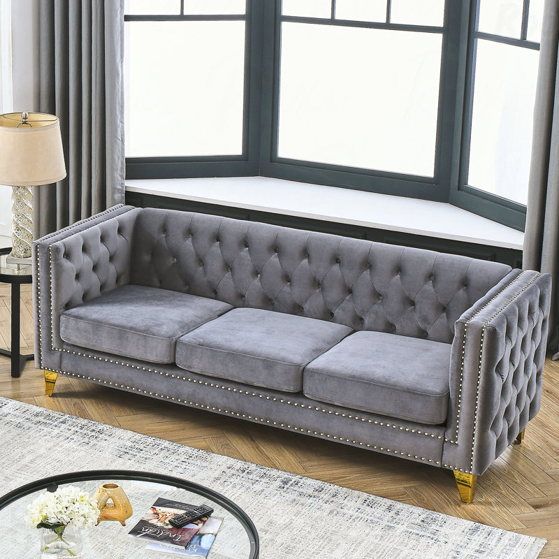 Canapé pour salon, Gris, 29" H x 80.5" W x 30.5" D