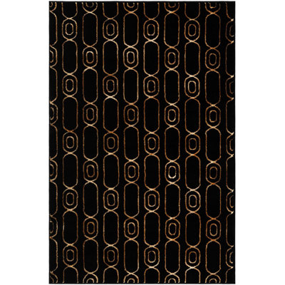 Contemporary Vincente Area Rug Black and Gold Color