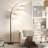 Tall Modern Arc Floor Lamp With Rotatable Hanging Drum Shades, Rotary Switch, Heavy Metal Base For Living Room, Bedroom, Office
