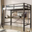 Lit mezzanine en métal avec bureau en forme de L, taille du cadre de la station de charge, garde de sécurité et échelle, aucun sommier nécessaire