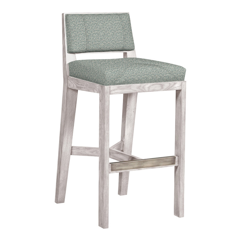 Scoville By Thom Filicia Upholstered Counter Stool with Solid Wood Frame, Tuck Water, Dove Gray