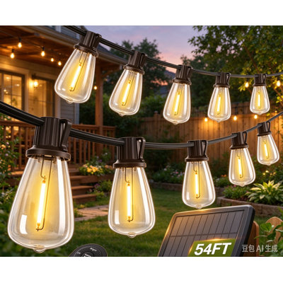 Guirlande lumineuse solaire d'extérieur de 9,75 m (32 pi), 25 ampoules DEL Edison blanc chaud avec télécommande, 8 modes d'éclairage, résistante aux intempéries, idéale pour décorer votre terrasse, votre jardin, votre mariage, Noël et vos barbecues.