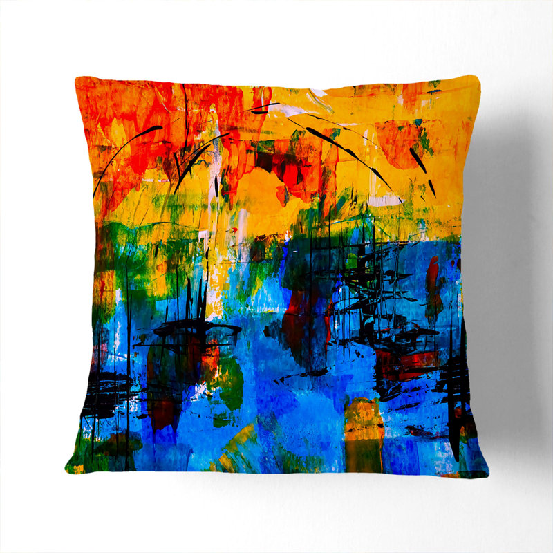 Abstract Square Throw Cushion, 55 x 55 cm, White