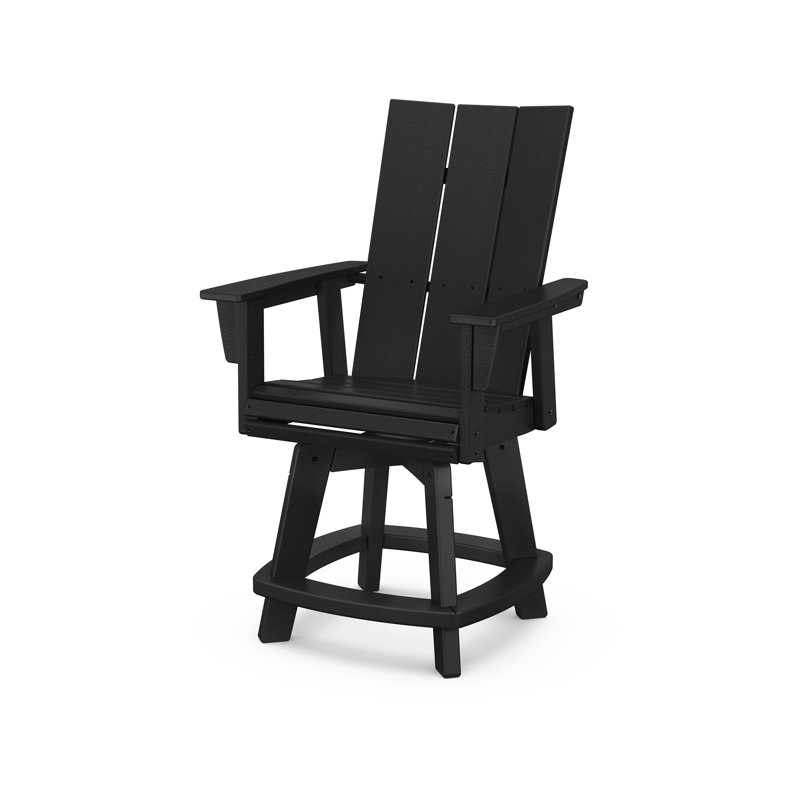 Chaise de comptoir pivotante Modern Curveback Adirondack, Noir, noir, noir, noir