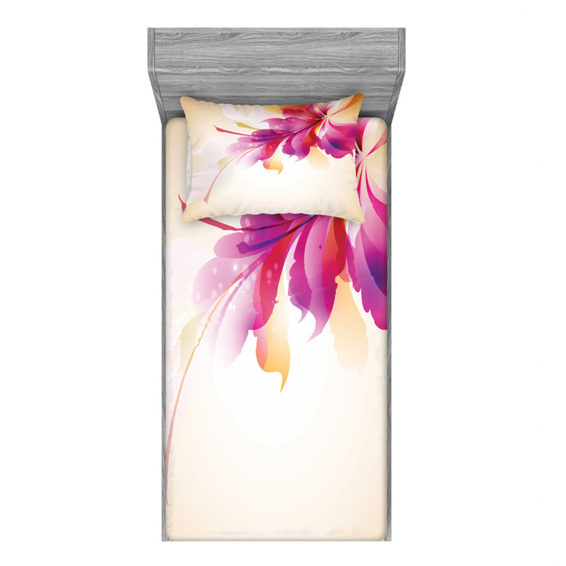 Microfiber Floral Sheet Set, Twin Sheet Set with 1 Pillowcase