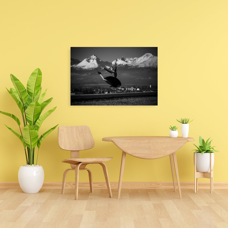 Graceful Ballet Mountain Leap Dramatic Abstract Contemporary City Landscape Wall Art Print 1 Piece Wrapped Canvas Wall Art