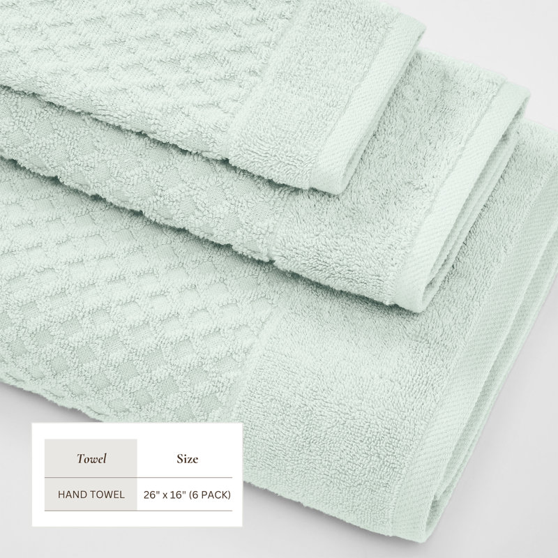 Ensemble de serviettes 100% coton ultra doux et absorbant, Bleu pastel, Essuie-mains - paquet de 6