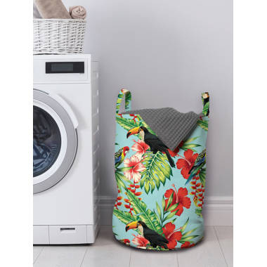 East Urban Home Ambesonne Entomology Laundry Bag, Colorful Detailed Beetles on A White Background, Hamper Basket with Handles Drawstring Closure for Laundromats, 13