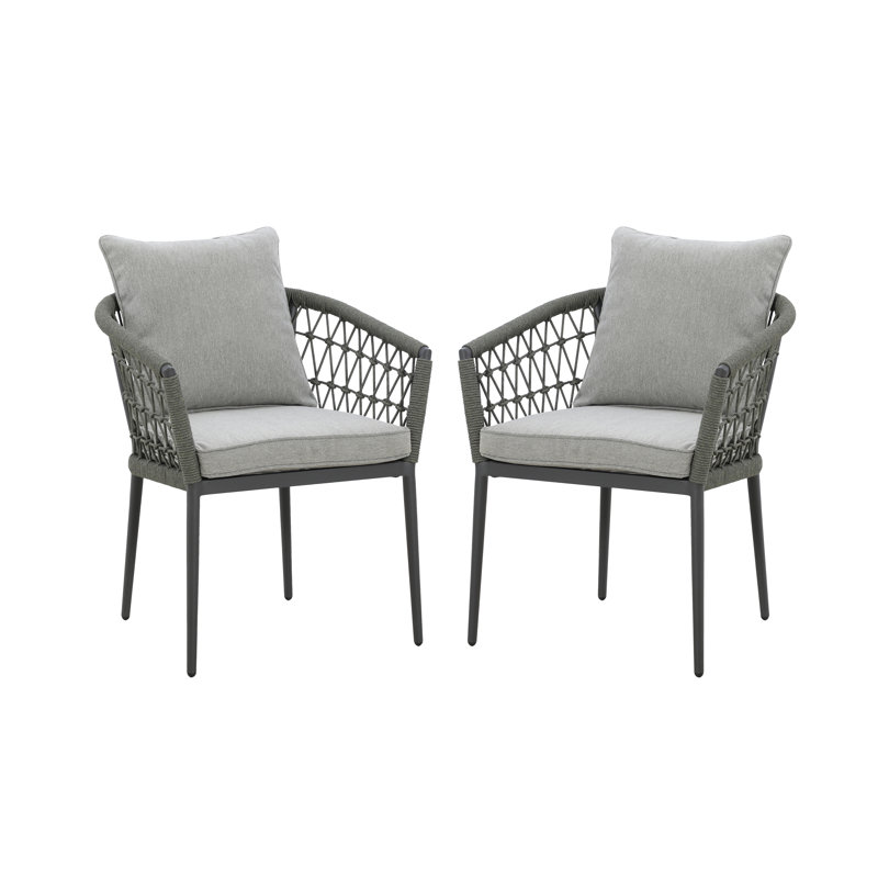Anisul Patio Dining Side Chair with Cushion, Green
