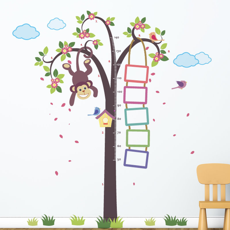 Nursery Monkey Height Measure Wall Decal