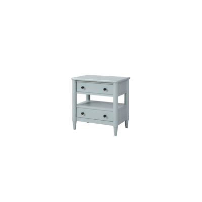 2 Open Nightstand With Ocean Colouring - Solid Wood & Combination Finish 2 Drawers Felt Lined Top And Bottom Drawer