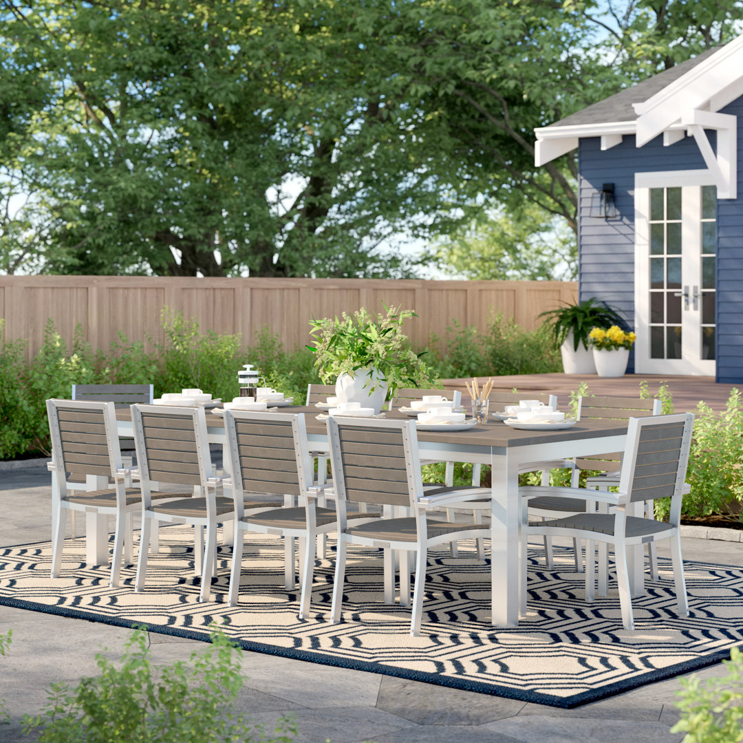 Travira 10 - Person Metal Patio Dining Set with Rectangular Table Oxford Garden 