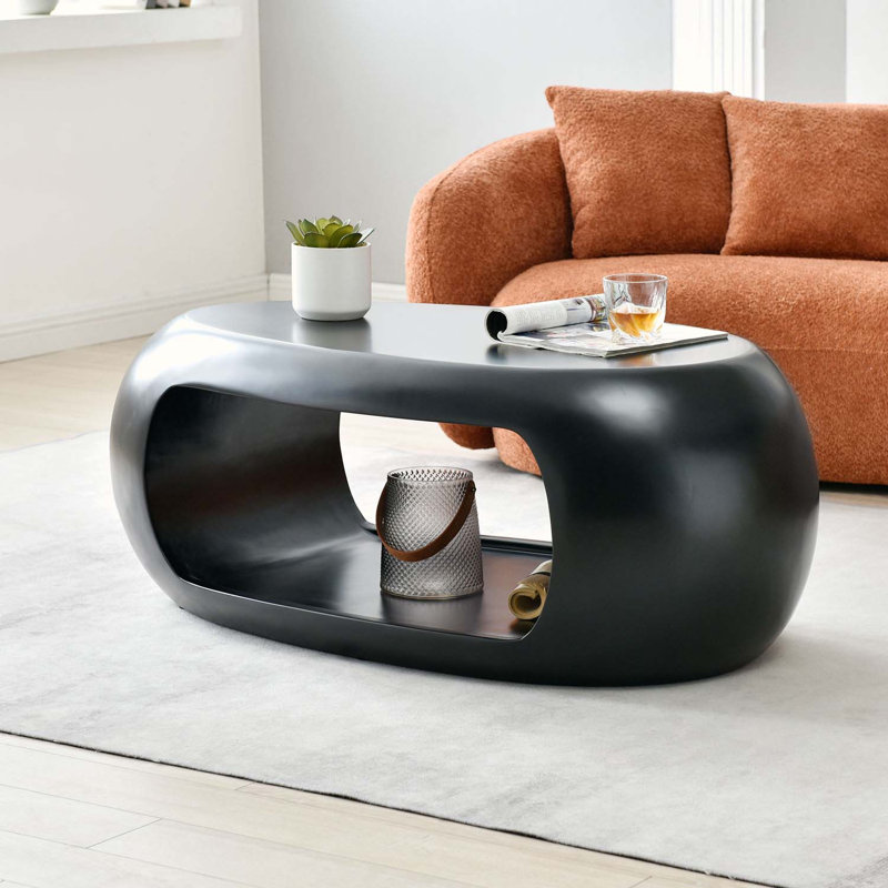 Carlheinz Glass Single Coffee Table, 17.32" H x 39.37" L x 17.32" W, Black