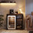 Industrial Coffee Bar Cabinet with Mini Fridge Space, Wine Storage & Built-in Power Outlet, Freestanding Liquor Cabinet for Dorm Living Room Kitchen‌, Rustic Brown-129521271