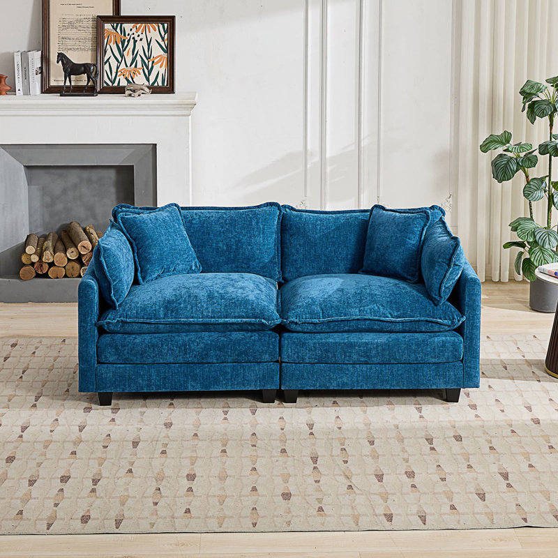 Causeuse Cloud, canapé modulaire moderne avec siège rembourré Cloud, Blue Chenille