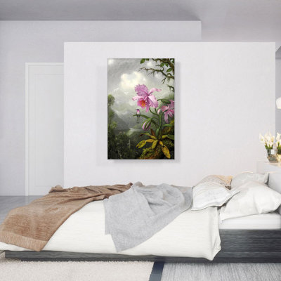 " Hummingbird Perched On The Orchid Plant 1901 " by Martin Johnson Heade Painting Print
