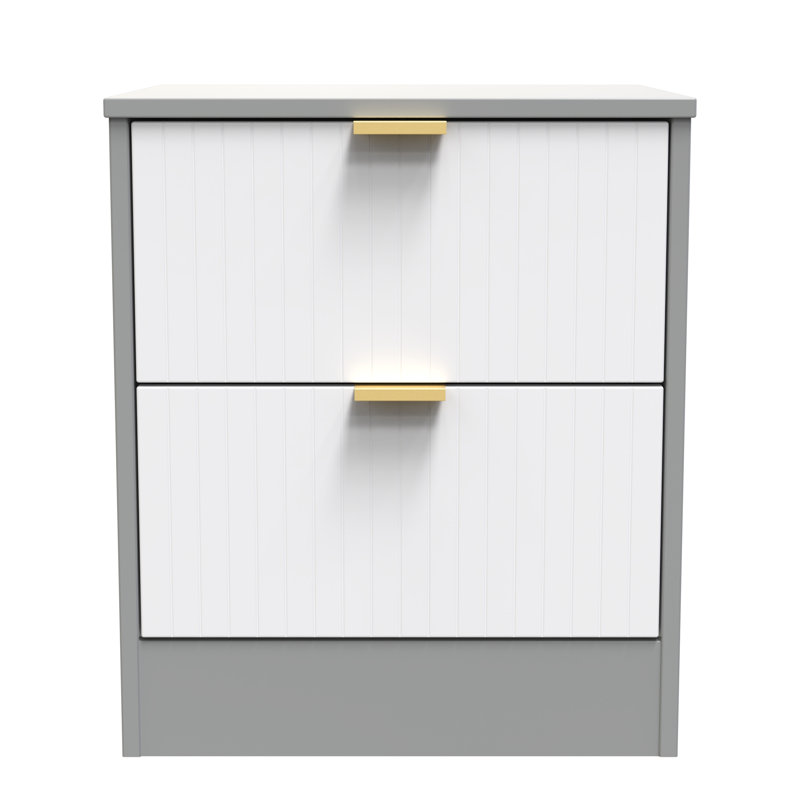 Barriner 45cm W Manufactured Wood Bedside Table, White Matt/Dusk Grey