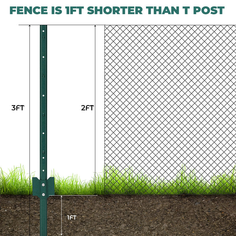 Metal Fence Posts, No Dig U-Post, 3/4/5/6/7Ft Heavy Duty Steel Stakes for Garden, Farm, Yard, and Temporary Fencing