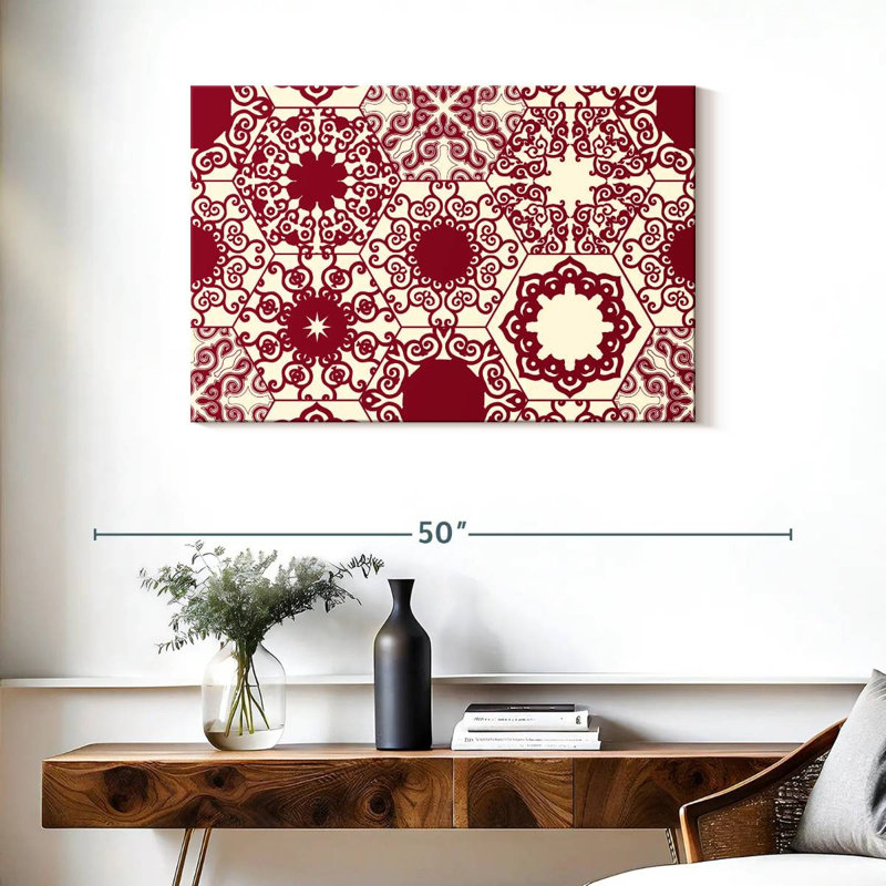Kerner Red Hexagon Patterns, 24" H x 36" W