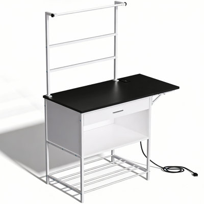 3D Printer Stand with Charging Station, 2AC+2USB Power Hub & 4-Tier Storage - Heavy-Duty Fixed Station with Filament Organization for Workshop/Office