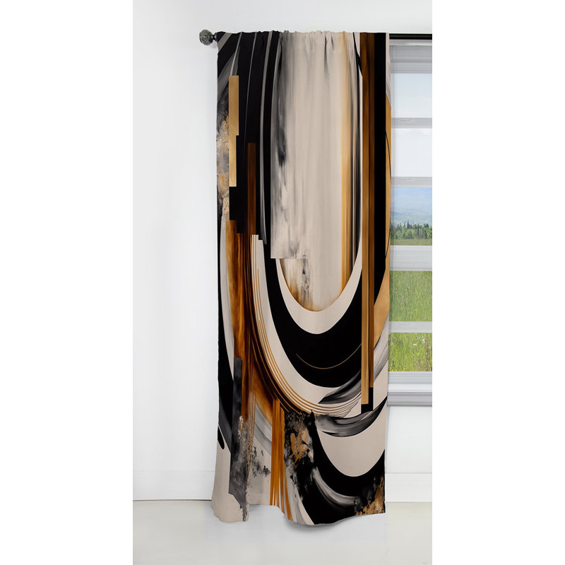 Gold Touch Art Deco IV - Abstract Curtain - Blackout Abstract Curtain - 1 Panels, 52" W x 84" L