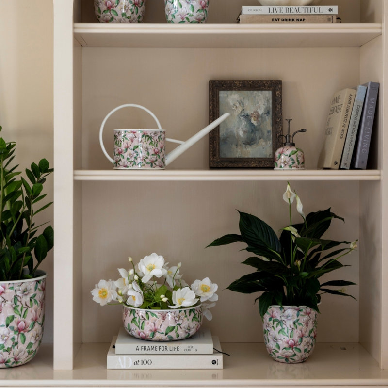 Metal Pot Planter, 18" H x 19" W x 19" D, Pink