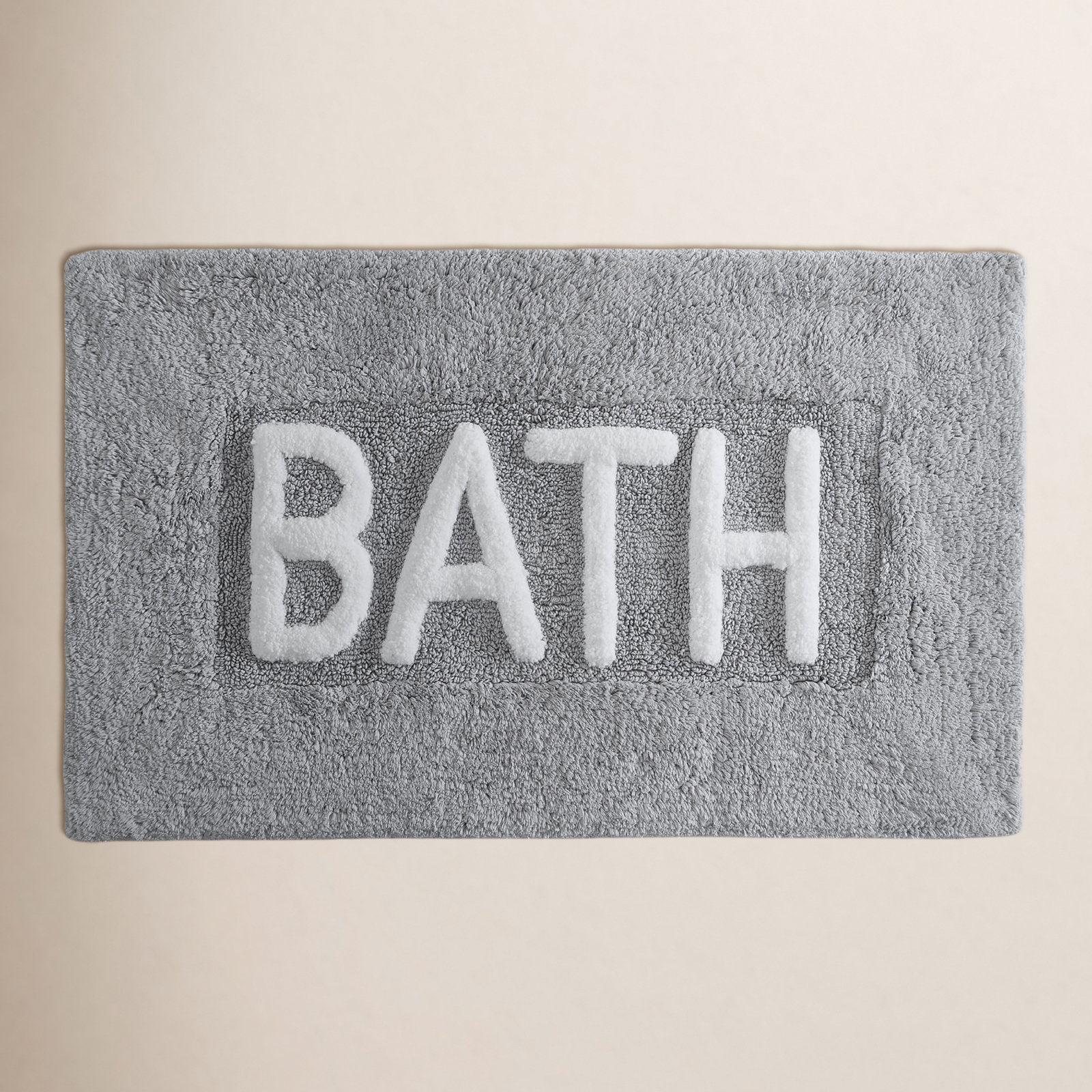 Cotton Blend Bath Rug, Light Gray