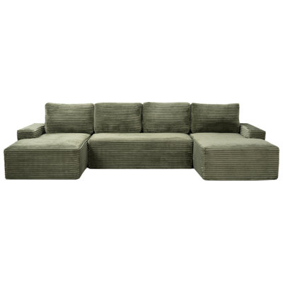Ensemble de canapé modulaire compressible en forme de U, canapé modulaire de style minimaliste, canapé en tissu velours côtelé pour le salon