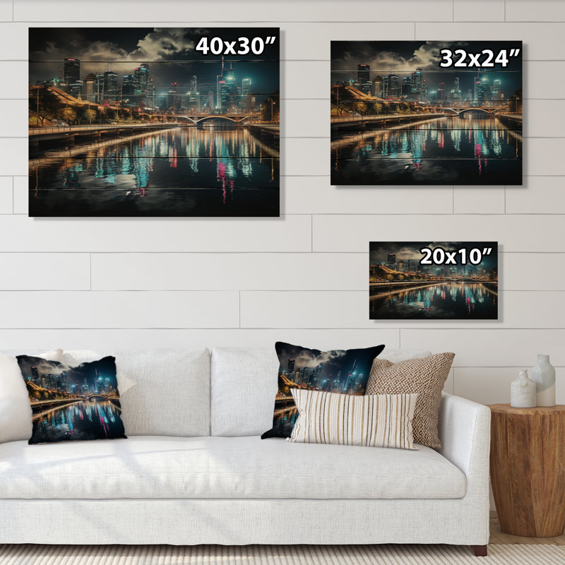Houston, beau paysage urbain, photo sur bois, H 10 po x l 20 po x P 0,78 po