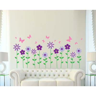 Décalcomanie murale fleur et papillon