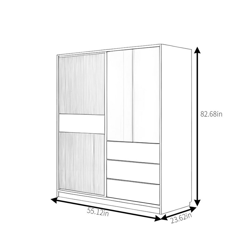 Garde-robe moderne et simple, H 82,68 po x l 55,12 po x P 23,62 po