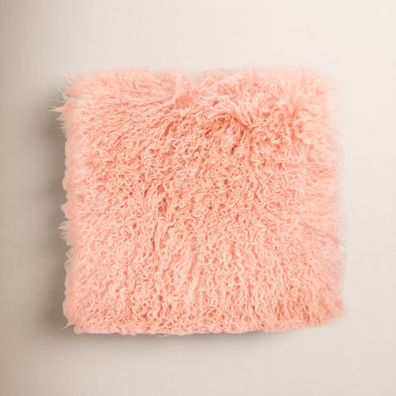 Winson Genuine Sheep Skin Throw Pillow, Blush, 15.75" H x 15.75" W