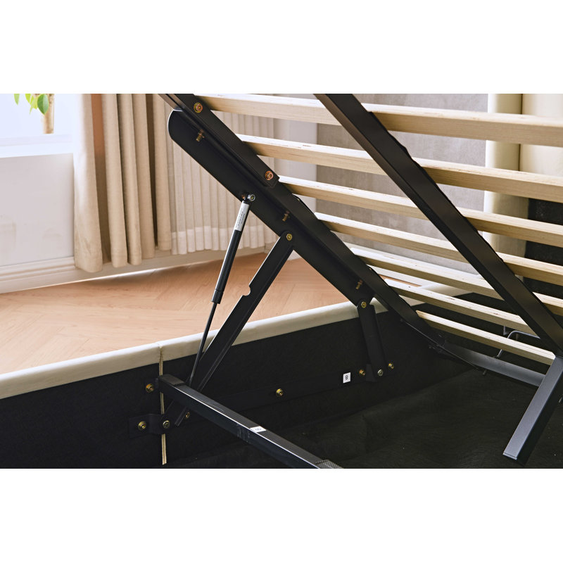 Lit plateforme avec rangement Daizia, Crème, Grand