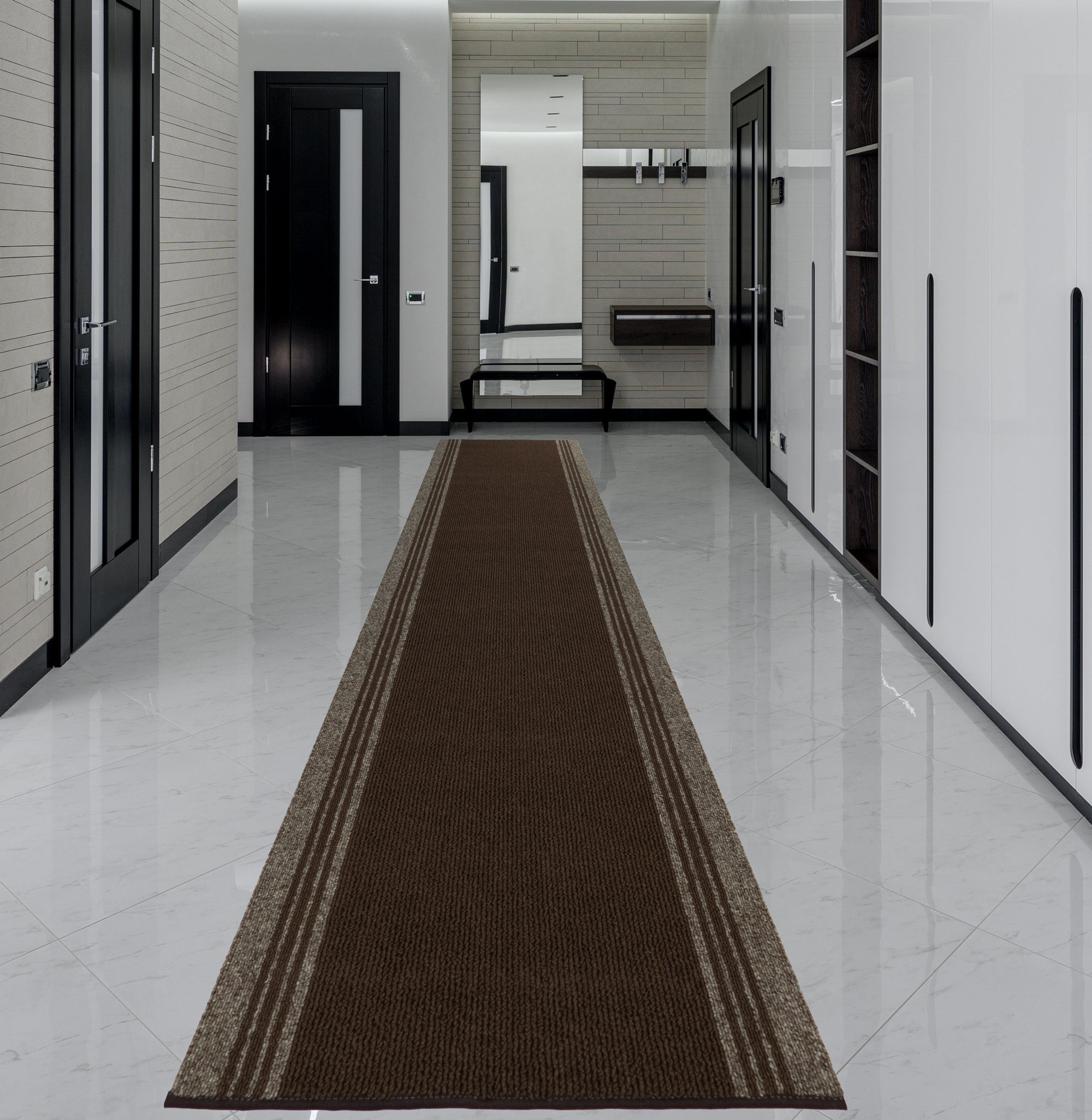 Purhome Custom Size Runner Rug Solid Border Brown Berber Style Indoor ...