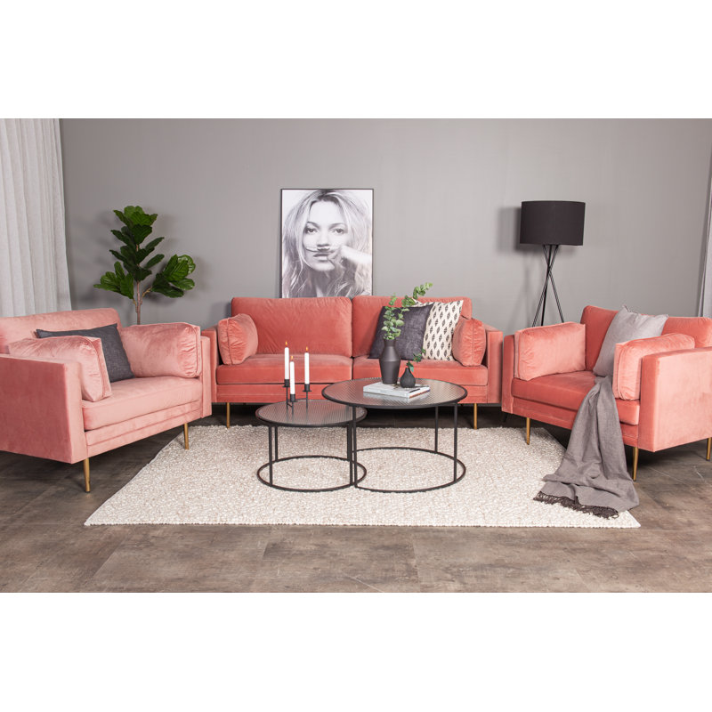 Caden 3 Seater Velvet Sofa, Pink
