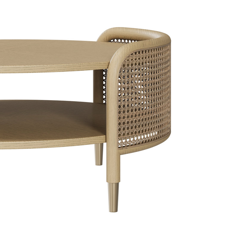 Table basse en frêne et rotin
