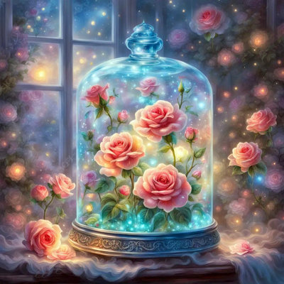 Rose Garden Glow - Art mural sur toile tendue