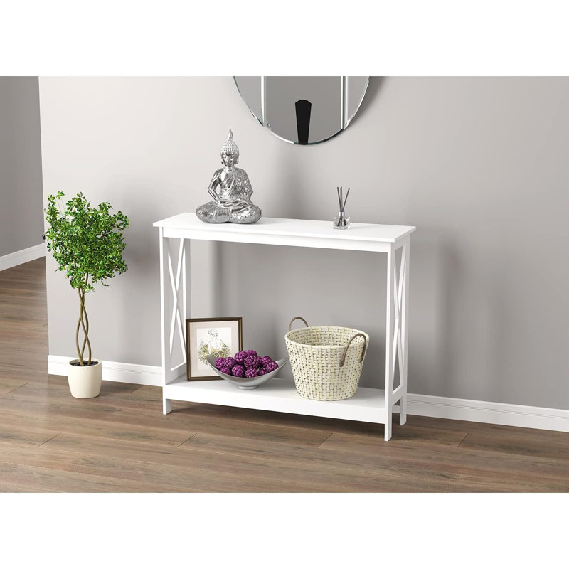 Modern Console Table With X-Frame Design, Two-Tier Storage Shelf, And Durable Engineered Wood Construction