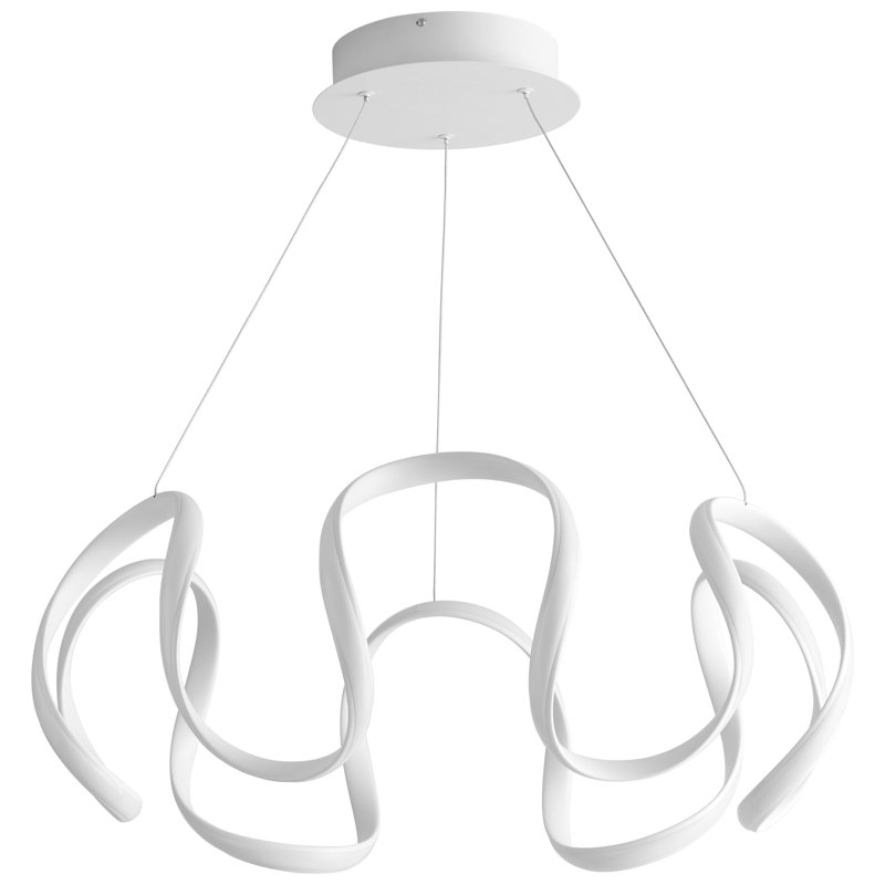 Lustre géométrique unique à 1 lumière Amarveer, Blanc, H 107,5 po x l 28 po x P 28 po