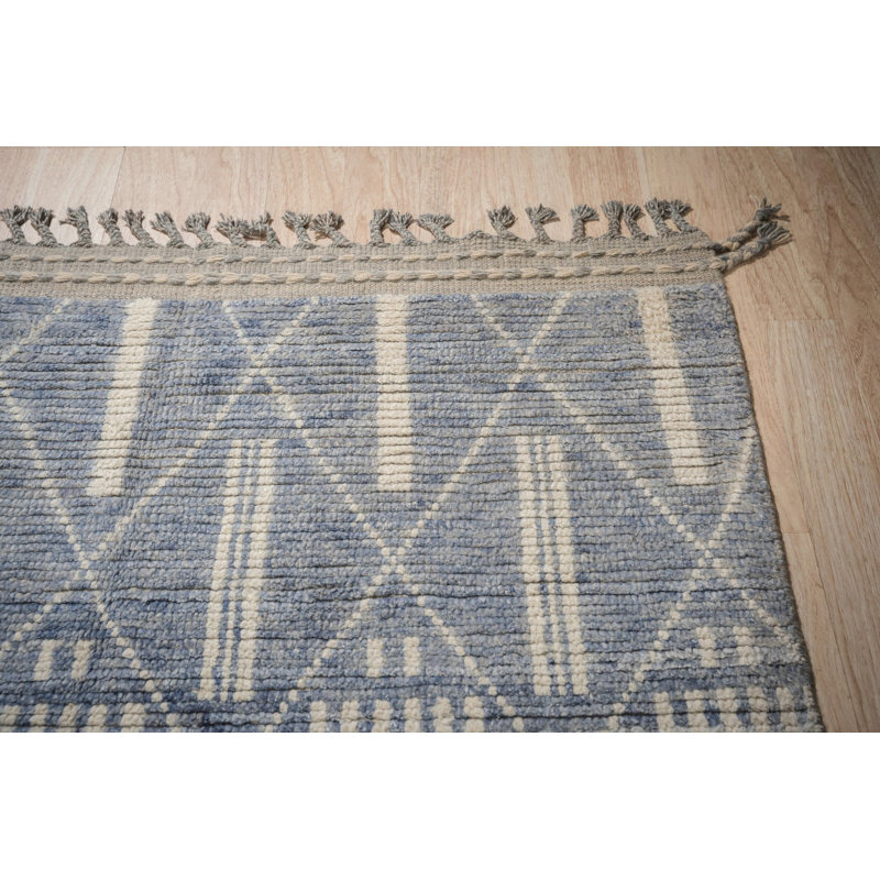 Tapis contemporain tribal moderne en laine noué à la main 8 x 12