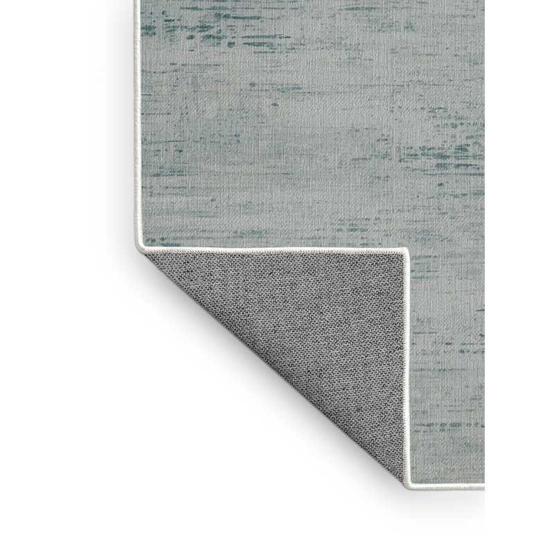 Tapis abstrait vert lavable à la machine, Tapis de couloir 2 pi x 4 pi