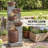 Outdoor Water Fountain with 5-Tier Crock Design, 51.2" Tall Cascading Waterfall Garden Fountain with LED Lights and Adjustable Flow, Rustic Decor for Patio, Backyard, Gray and Rustic Brown