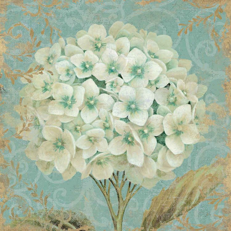 «Hydrangea Square II», impression sur toile tendue, H 37 po x l 37 po x P 1,5 po, Pas de tapis, Toile tendue