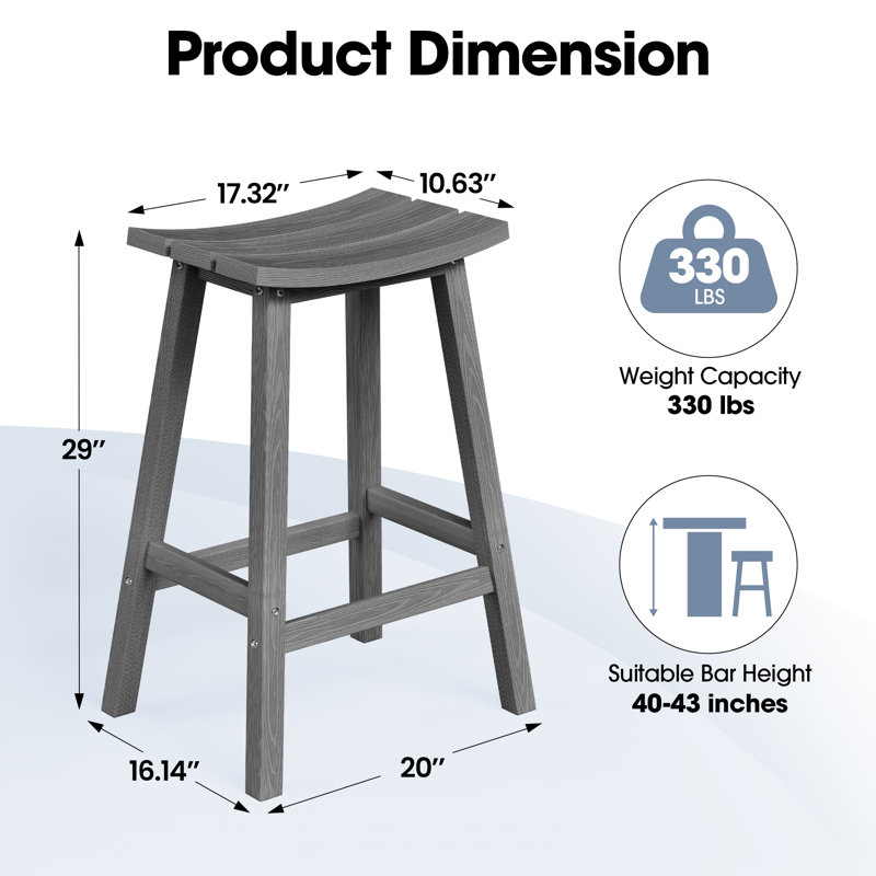 Tabouret de comptoir de cuisine Backless, Gris, 29"