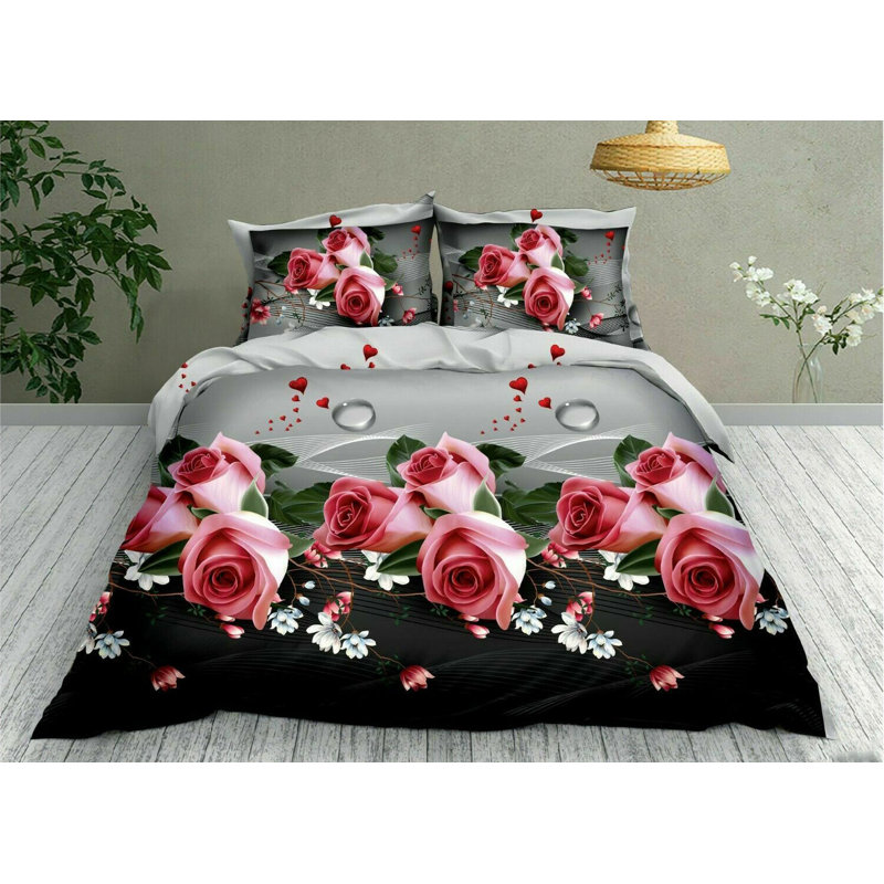 Brumbaugh Polyester Floral Duvet Cover Set with Pillowcases Included, King Duvet Cover + 2 Standard Pillowcases