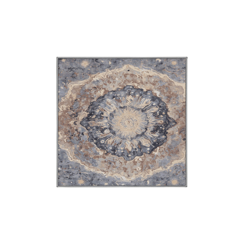 Machine Washable Gray Area Rug, Square 7'