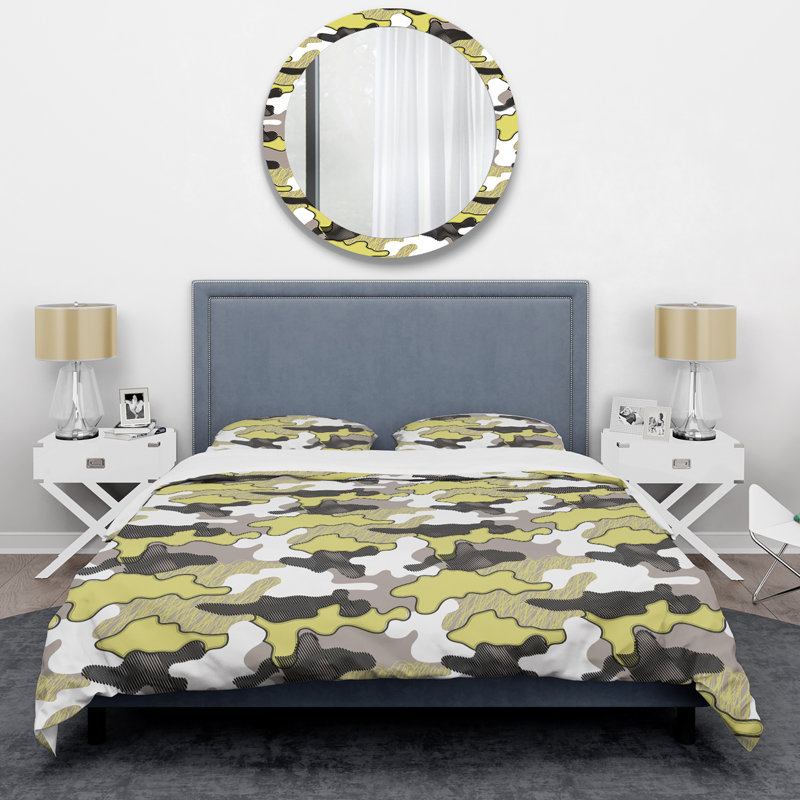 Ensemble de housse de couette en microfibre vert / gris / noir 3 pièces