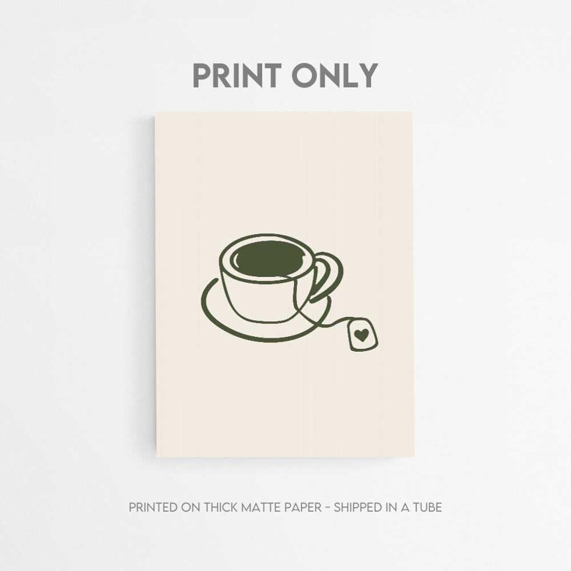 Affiche Cozy Cup of Tea - Art de boisson chaude | Illustration de thé minimal, H 40 po x l 30 po, Tanné