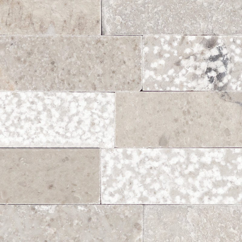 Presario 12" x 13" Natural Stone Brick Joint Mosaic Wall Tile, Meta Silver